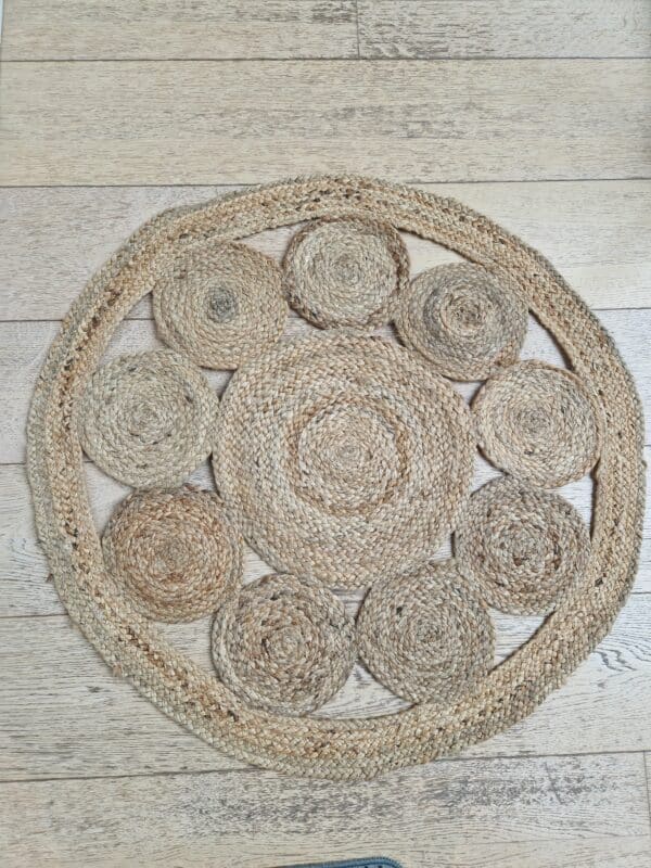 Tapis rond en jute ajouré 80cm