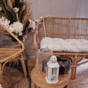 Ensemble banquette et fauteuil en rotin