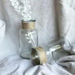 Vase "flacon" en verre transparent avec rafiat